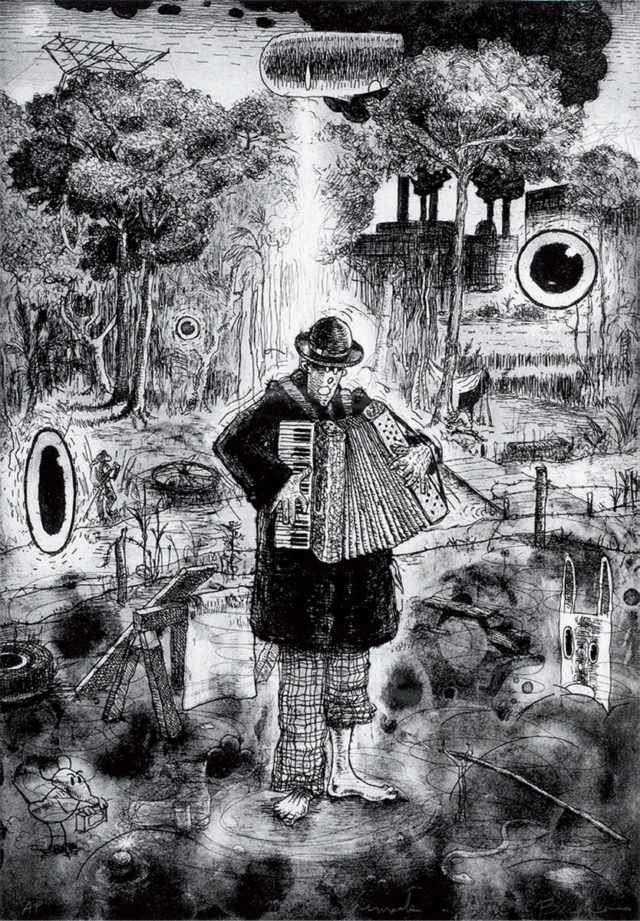 Mr. Merrimack, etching, aquatint, drypoint, spit bite 13"x19" by Bill Cass