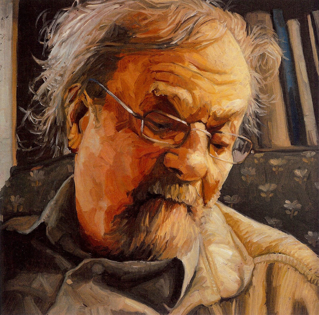 Donald Hall, black oil on copper, 6"x6", 2007 by Jack Richard Smith