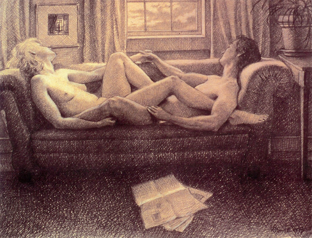 Sunday Afternoon, graphite on paper by Katherine Doyle