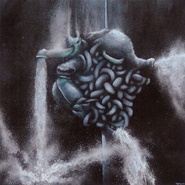 primal being, oil on canvas, 20"x20" 2013 by Brian O'Malley