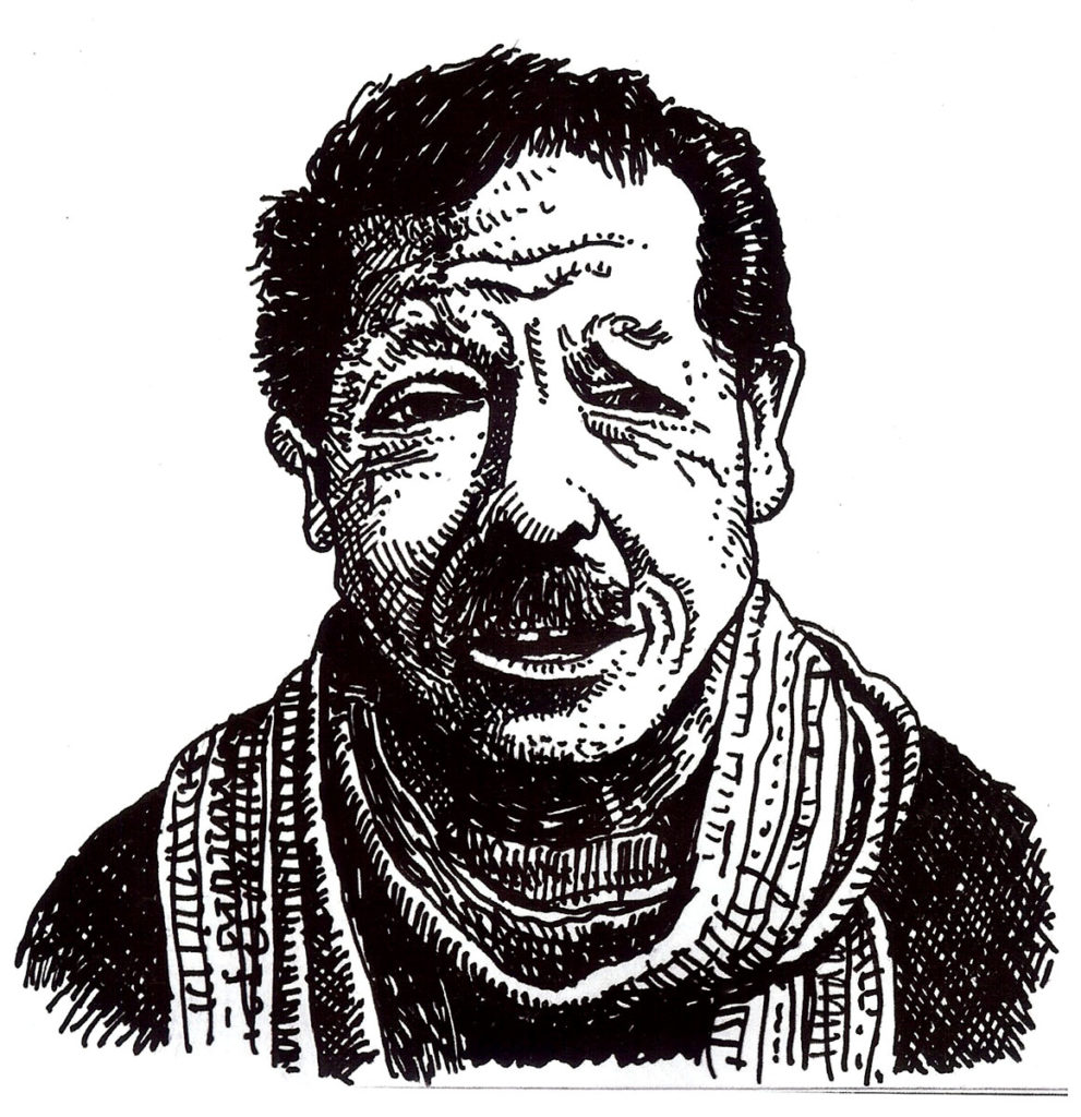 Jonathan Hadary, actor, pen & ink by Brett Newburn