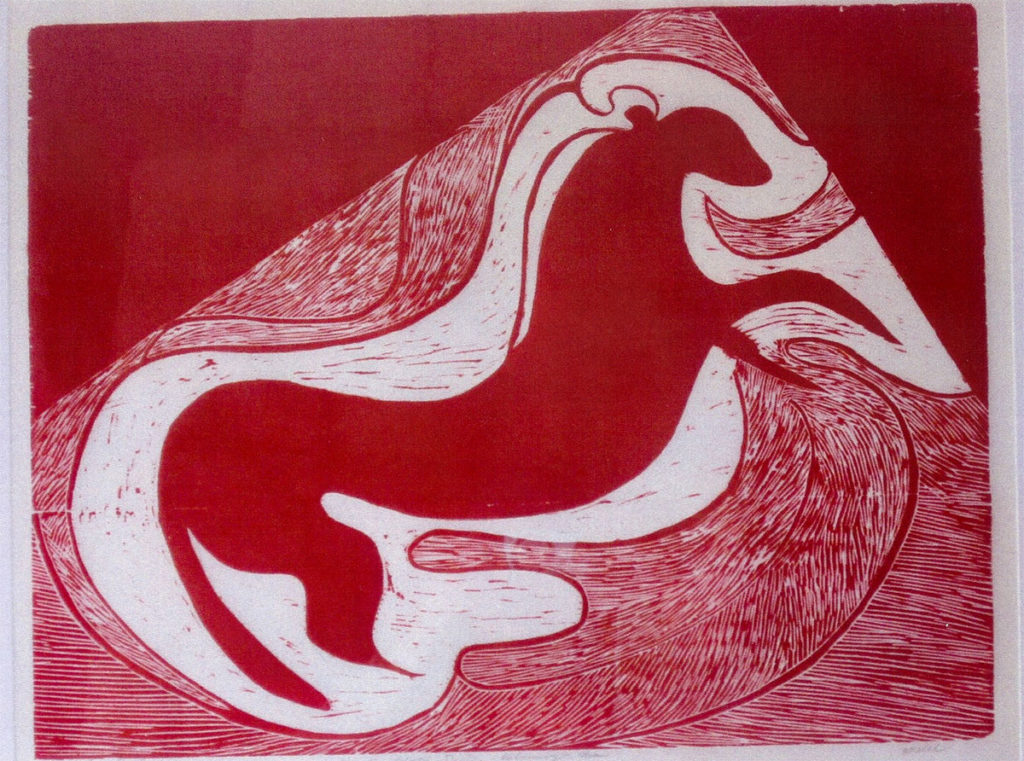 Prehistoric Horse, woodcut by Nonie O'Neill