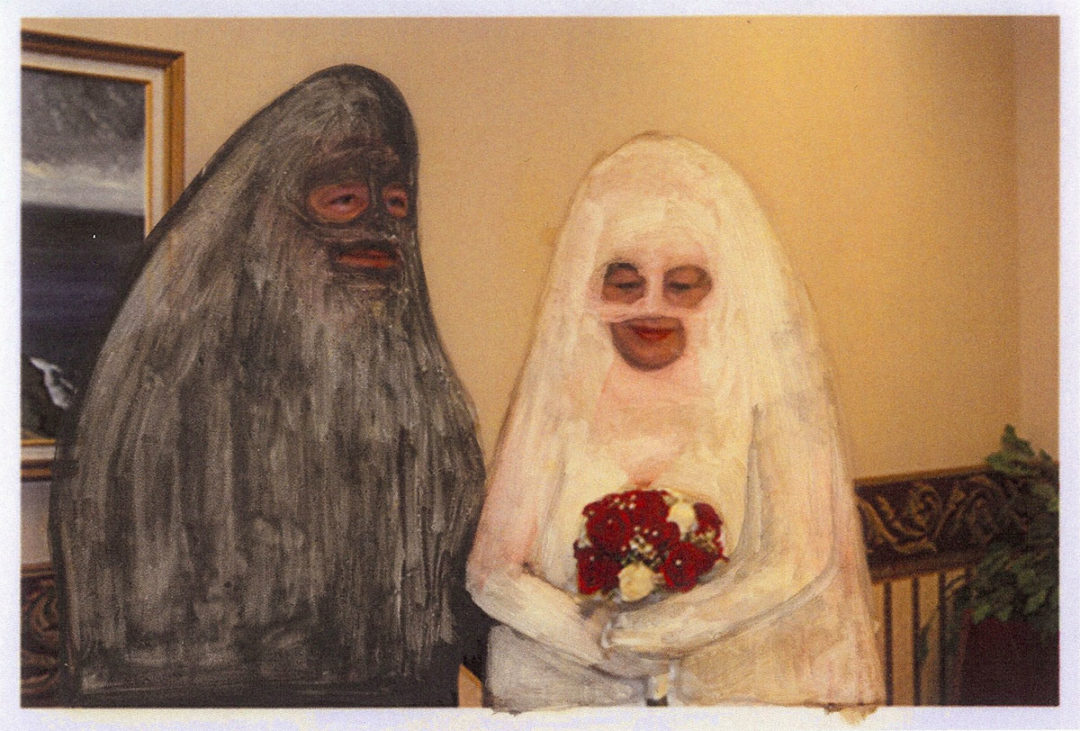 Newlyweds, found object, mixed media, photography by Ashley Norman