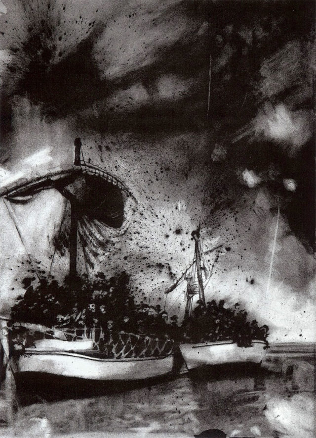 Rockets Red Glare, charcoal on paper, 22"x30" by Lisa Pixley