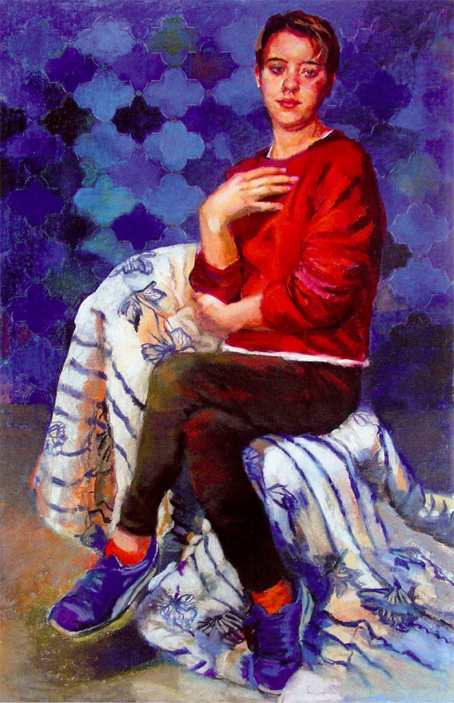 Blue Shoes Red Heart, pastel by Patricia Schappler