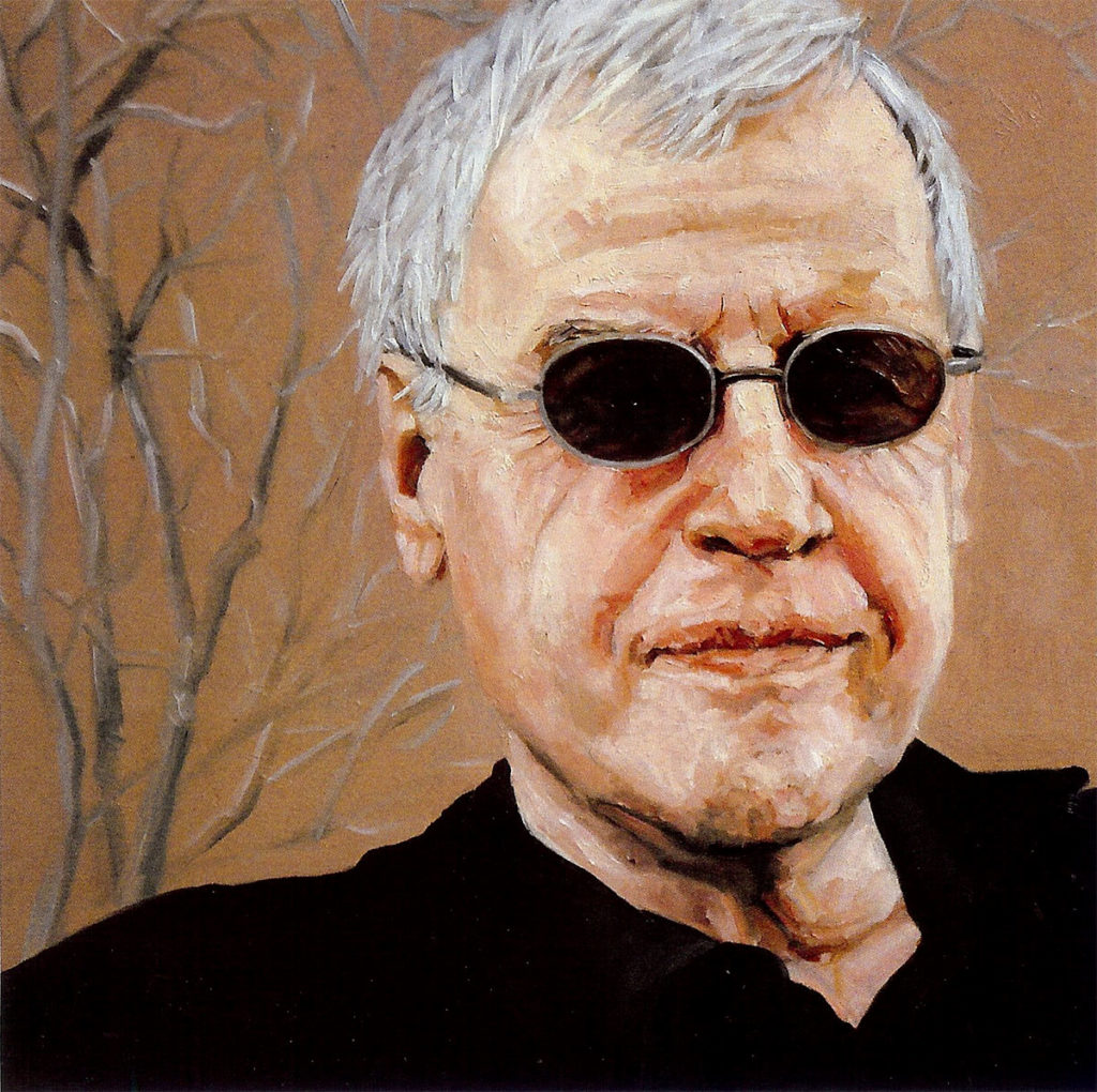 Charles Simic, black oil on copper, 6"x6", 2007 by Jack Richard Smith