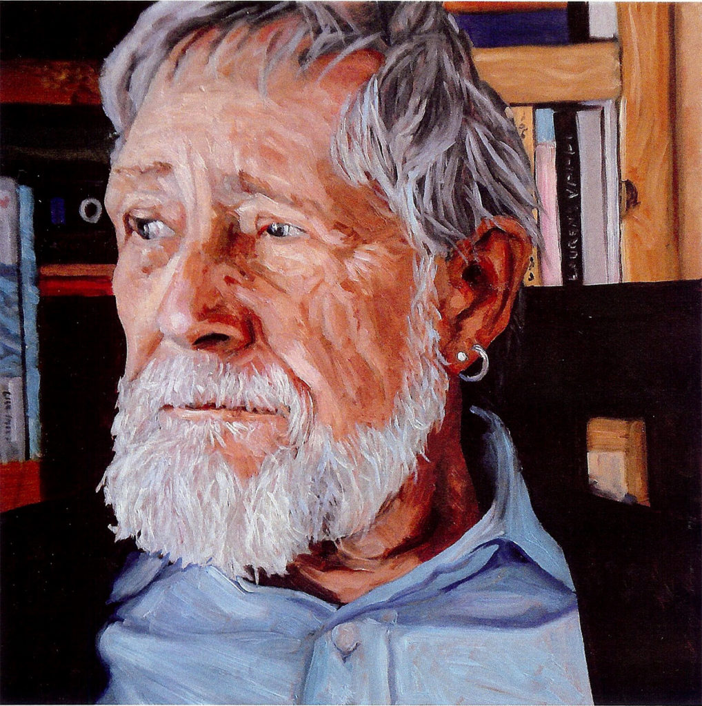 Gary Snyder, black oil on copper, 6"x6", 2007 by Jack Richard Smith