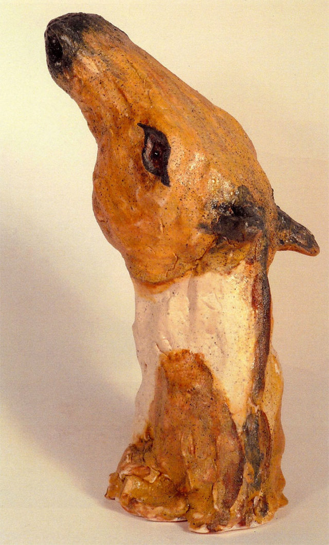 Amber Head 3, fired clay and glaze by Amy Evans McClure