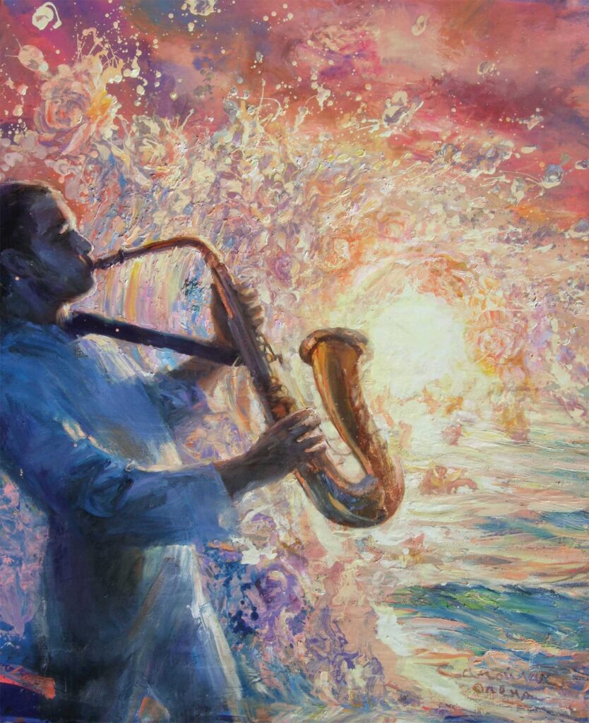 Serenade to the Sun by Olena Samoilyk, 2024, Oil on canvas, 140 x 120 cm | 55.12 x 47.24 in. Courtesy of Kyiv Gallery kyiv.gallery/en
