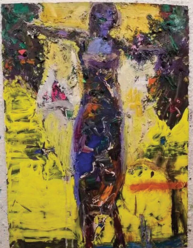 Daphne and Apollo by Matt Blackwell, 2020, Acrylic and oil paper, 30 x 22 inches @mattblackwellthe1