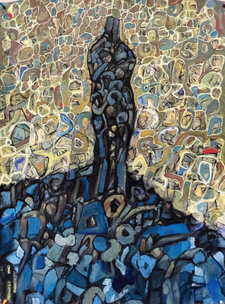 Self Portrait, James Merrow, 2024, Gauche, charcoal, conte crayon on watercolor paper, 22 x 30 inches