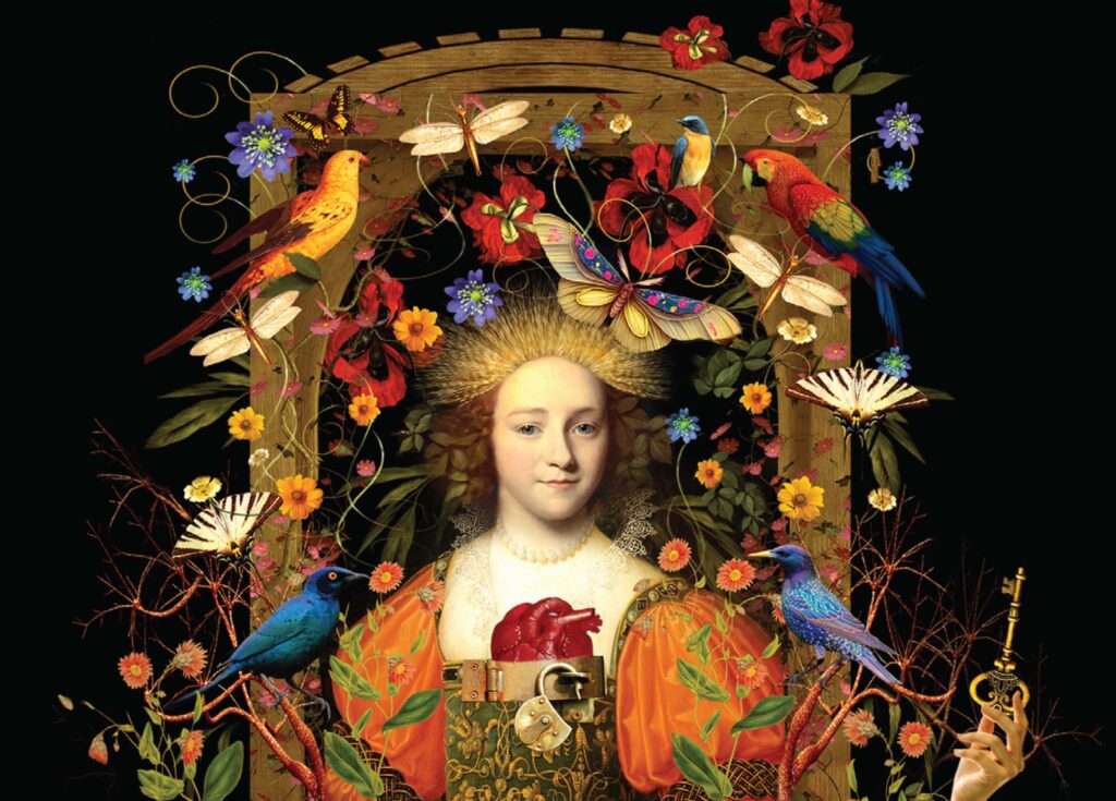 She Holds The Key by Joan Proudman, 2023, Digital photomontage, 6 x 8 inches, joanproudmanart.com