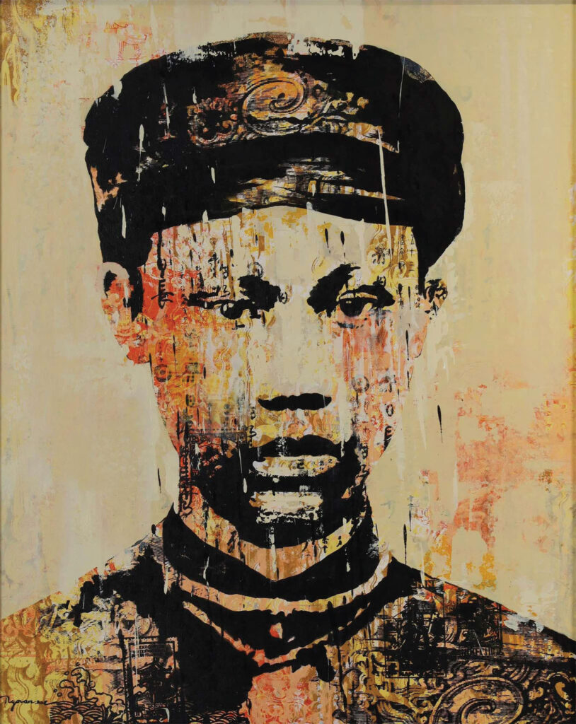 Indochine by Ngo Van Sac, Oil on canvas, engraving, 100 x 80 cm