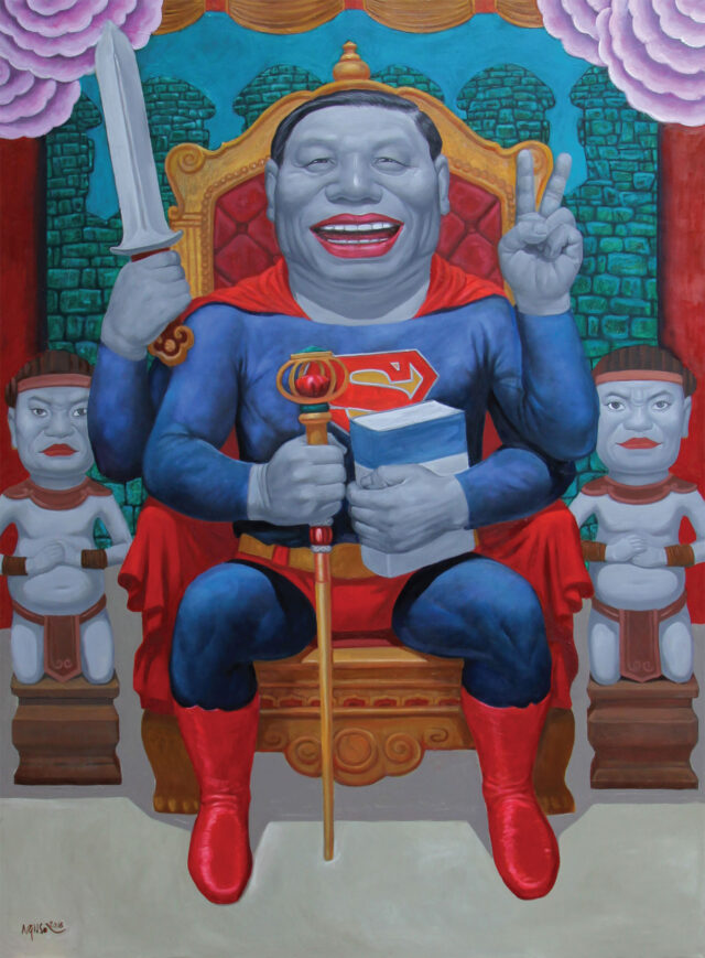 Vietnam’s Superman by Nguyen Hung Son, Acrylic on do paper on canvas, 120 x 160 cm