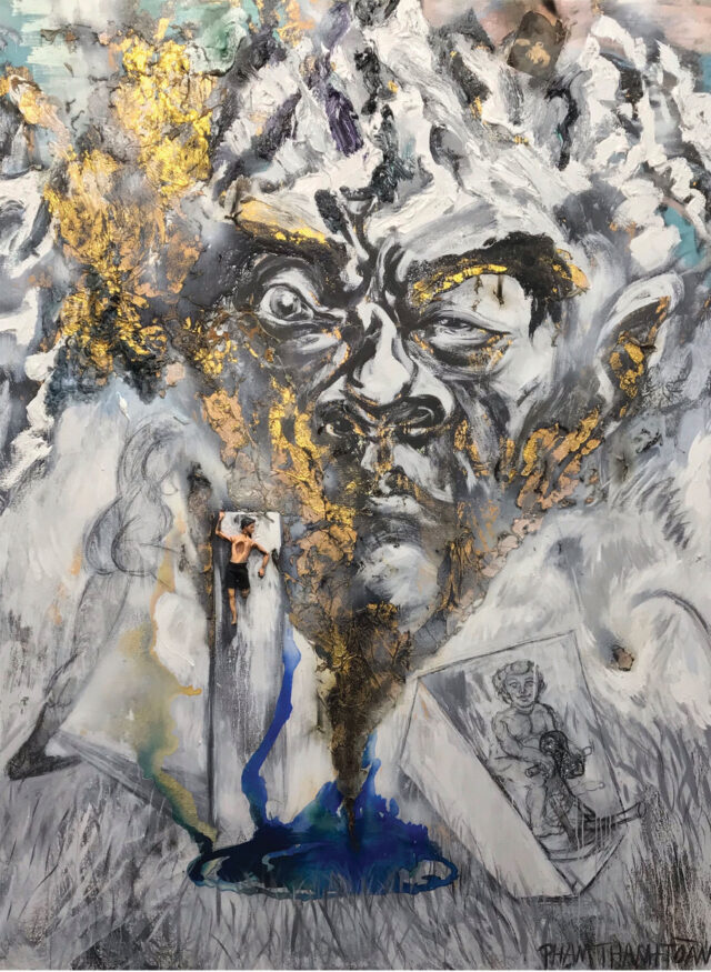 Real and Unreal Inside The Head by Pham Thanh Toan, Gouache on canvas, Oil, 270 x 200 cm