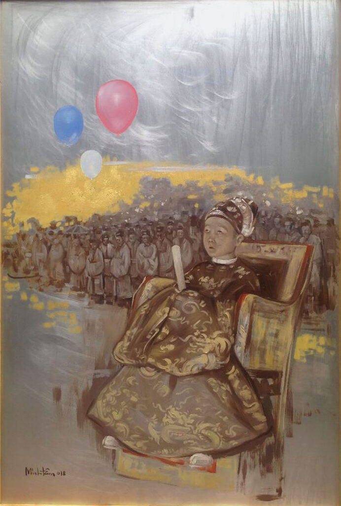 The Lost Childhood of Duy Tan 2 by Tran Minh Tam, Mixed media paint on aluminum, 80 x 120 cm